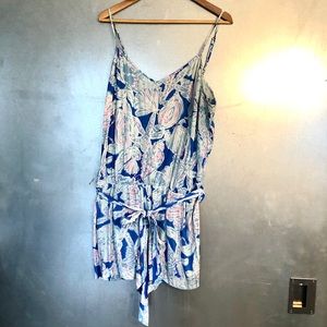 Lilly Pulitzer Blue and Pink Romper with Belt